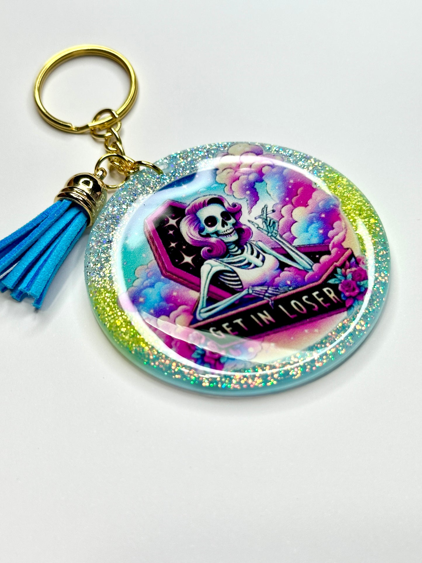 Glitter Resin Keychain, 2.5”