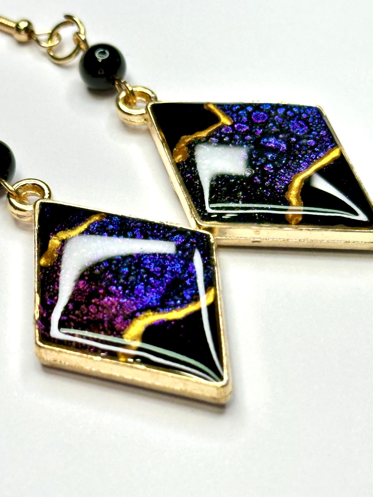 Earrings, Black Gold