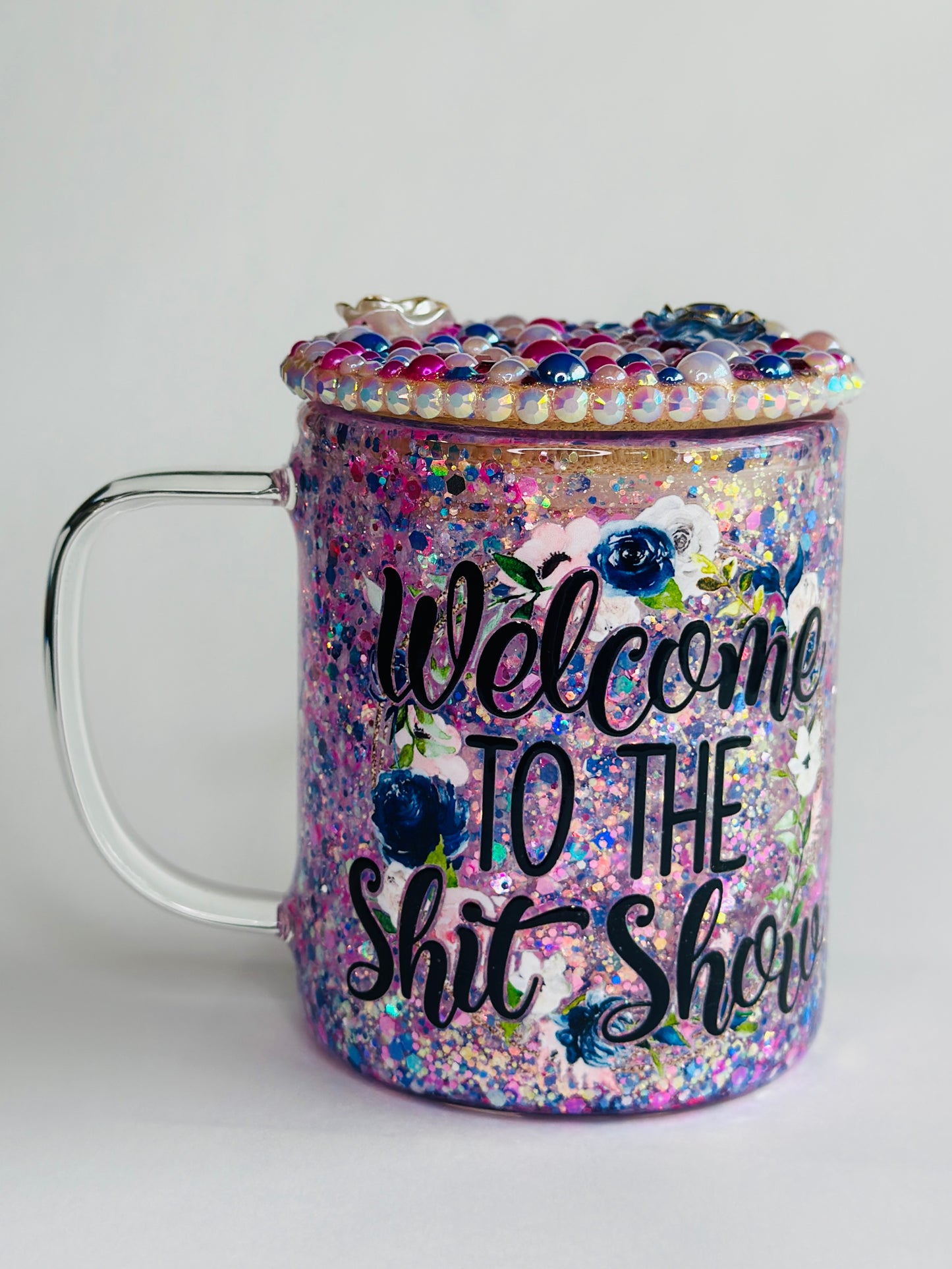 Welcome to the Sh!t Show 9oz Glass Glitter Globe Mug