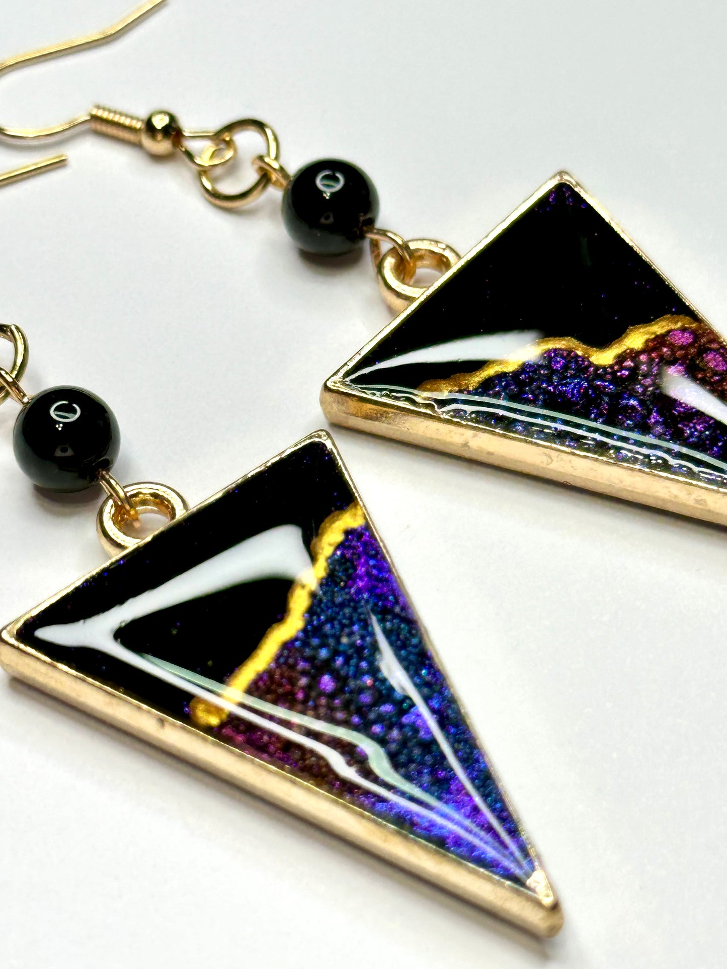 Earrings, Black Gold