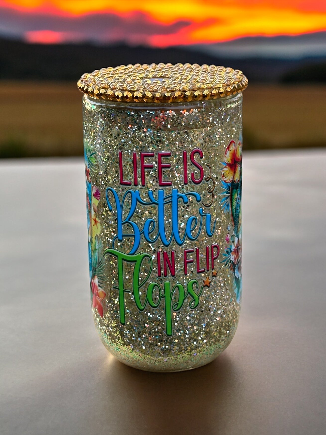 Glass Wine Glitter Globe