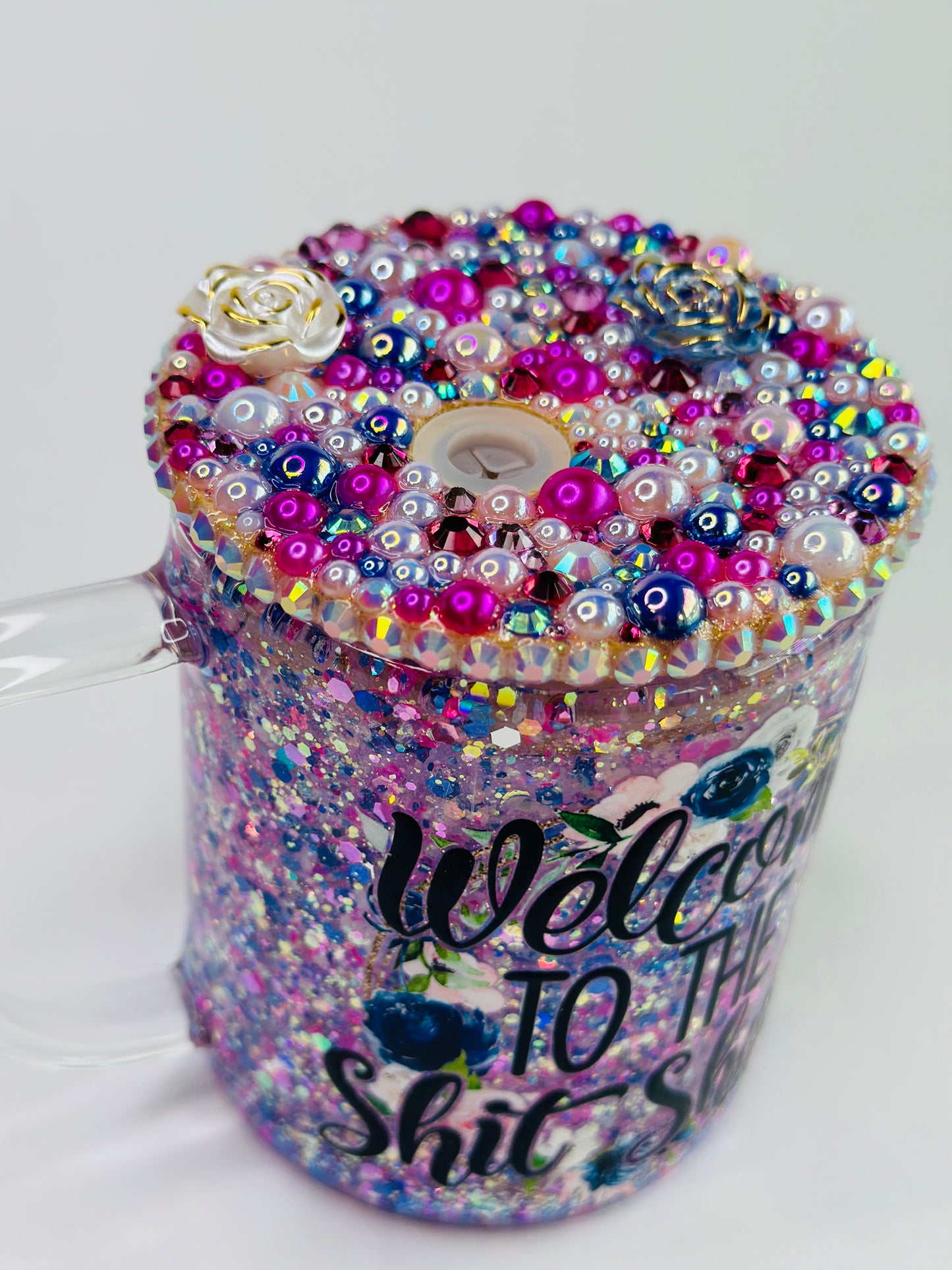 Welcome to the Sh!t Show 9oz Glass Glitter Globe Mug