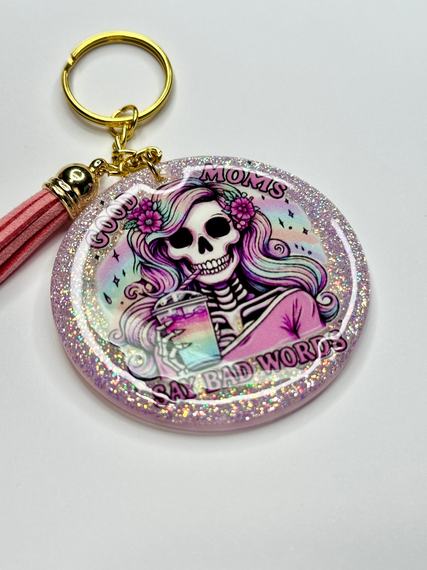 Glitter Resin Keychain, 2.5”