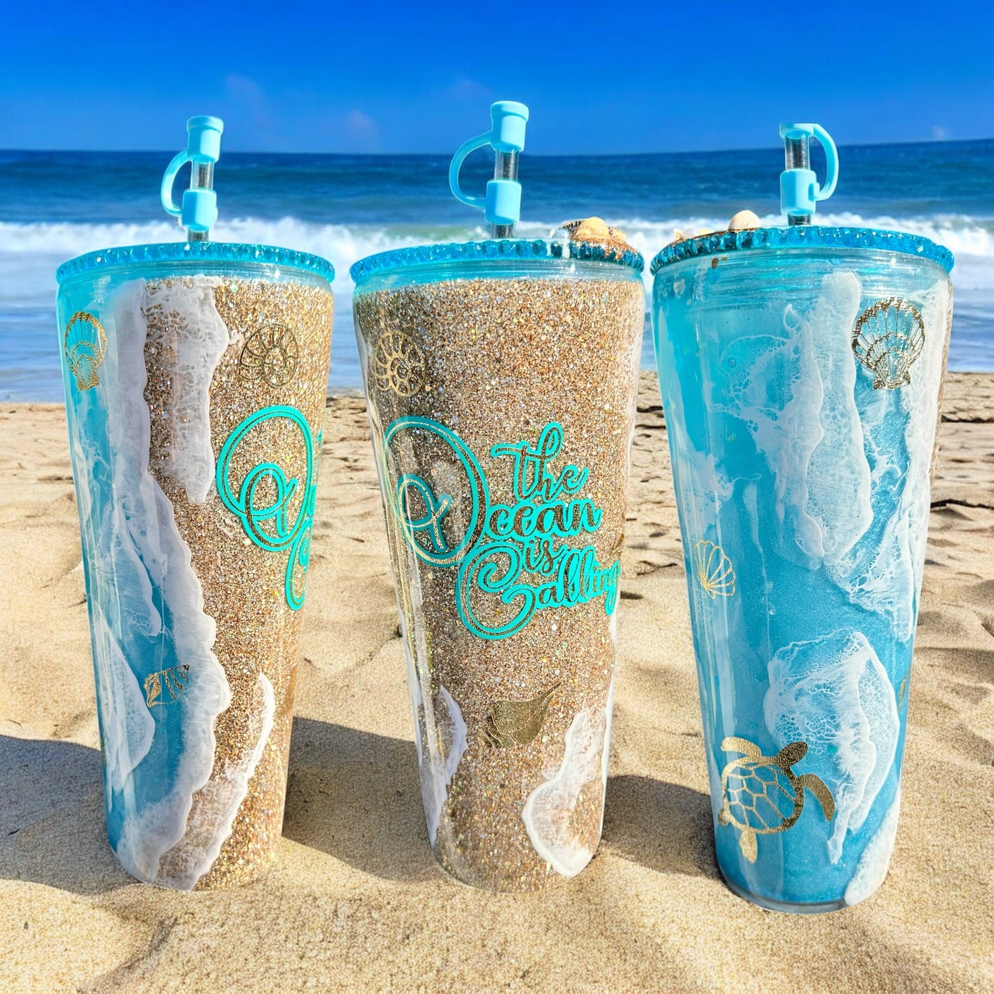 The Ocean is Calling, 24oz Acrylic tumbler