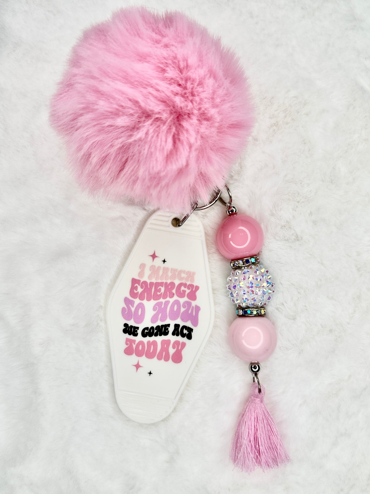 Beaded Motel Keychain Pom Pom