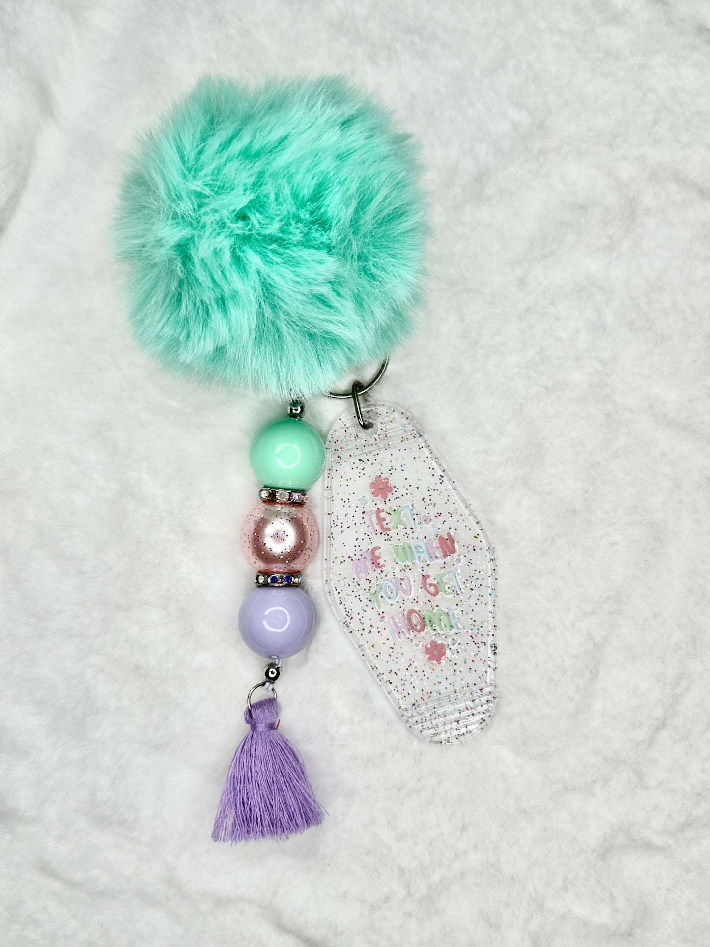 Beaded Motel Keychain Pom Pom