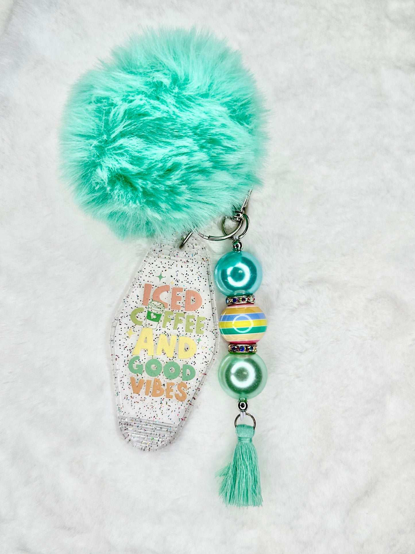 Beaded Motel Keychain Pom Pom