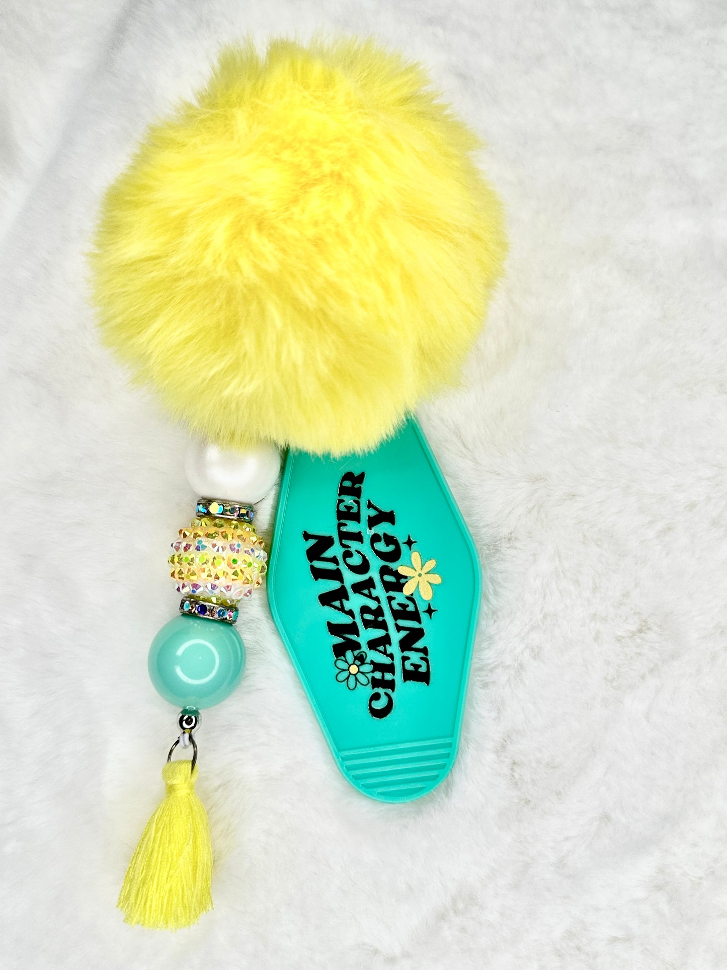 Beaded Motel Keychain Pom Pom