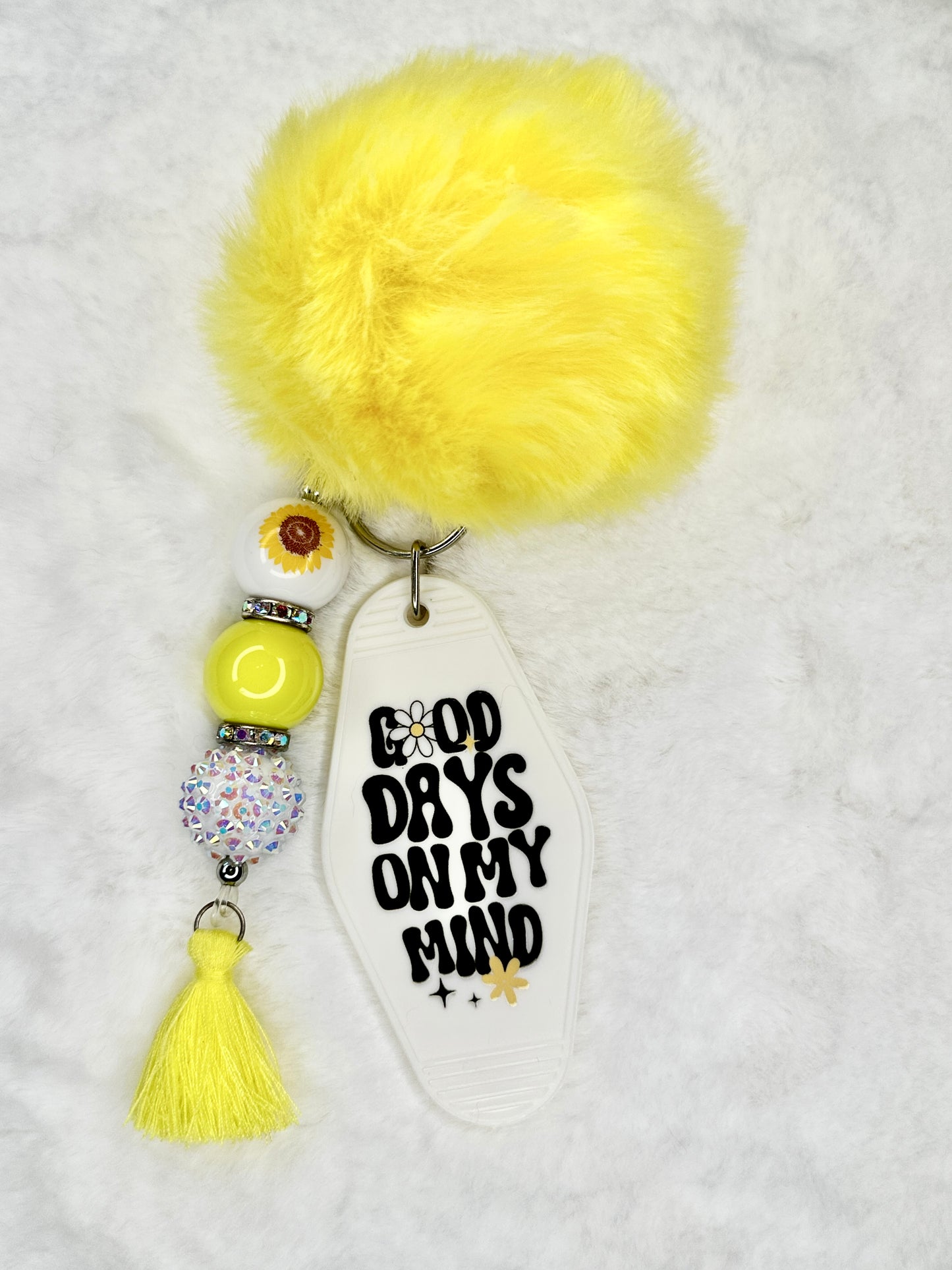Beaded Motel Keychain Pom Pom