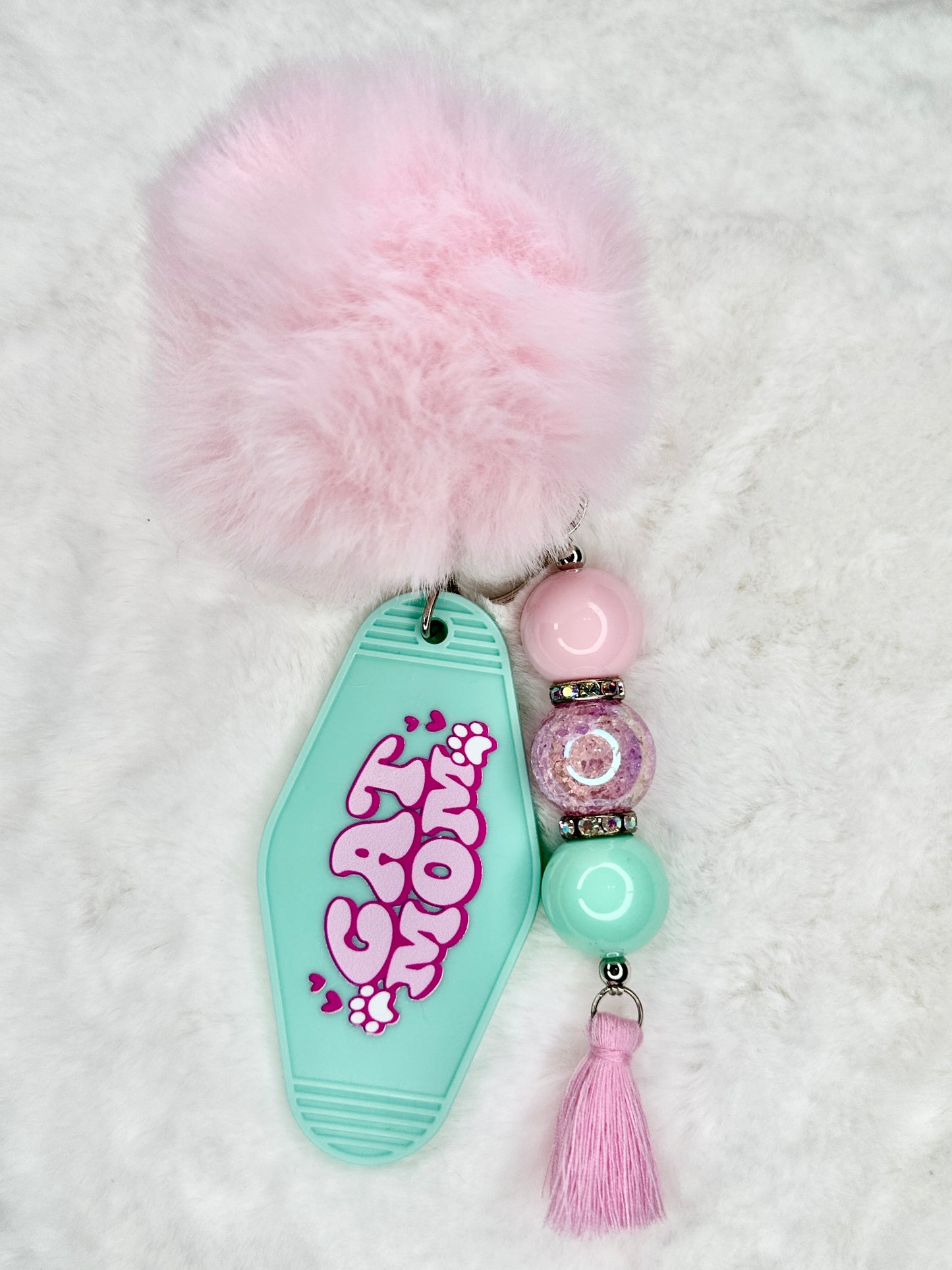Beaded Motel Keychain Pom Pom