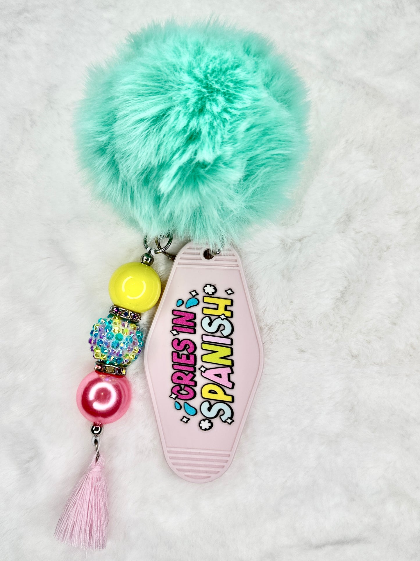 Beaded Motel Keychain Pom Pom