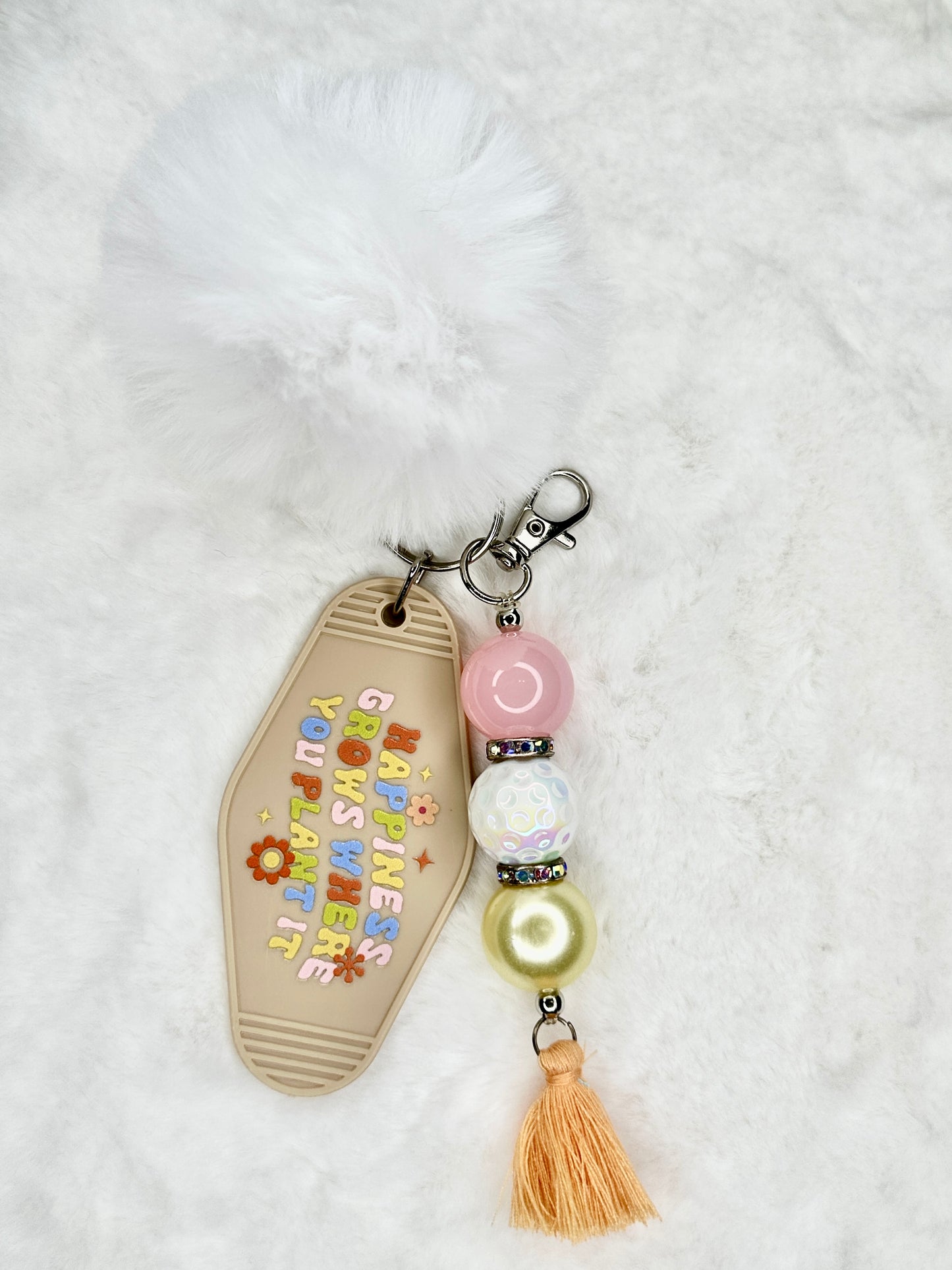 Beaded Motel Keychain Pom Pom