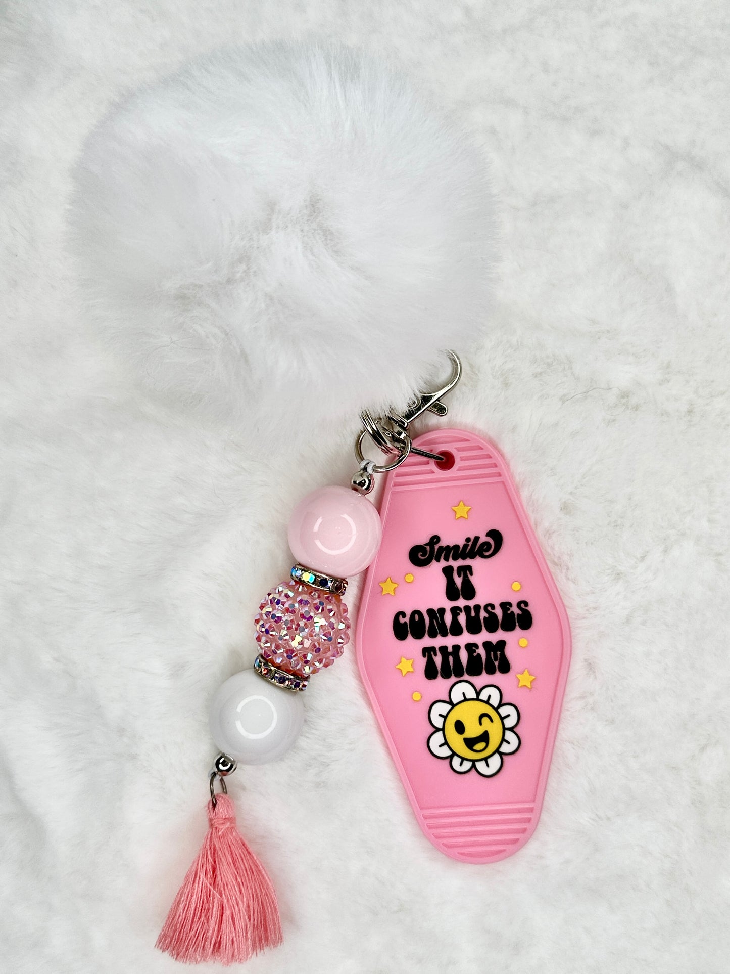 Beaded Motel Keychain Pom Pom