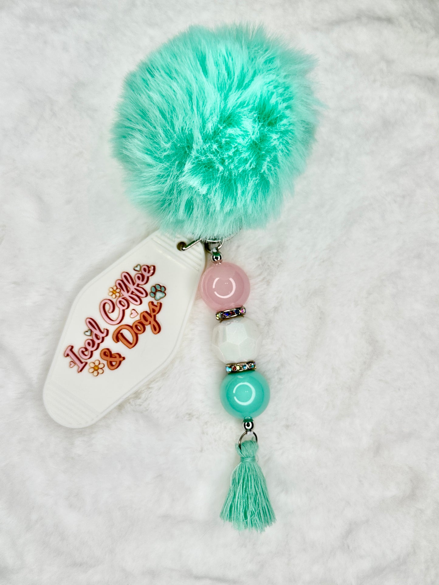Beaded Motel Keychain Pom Pom