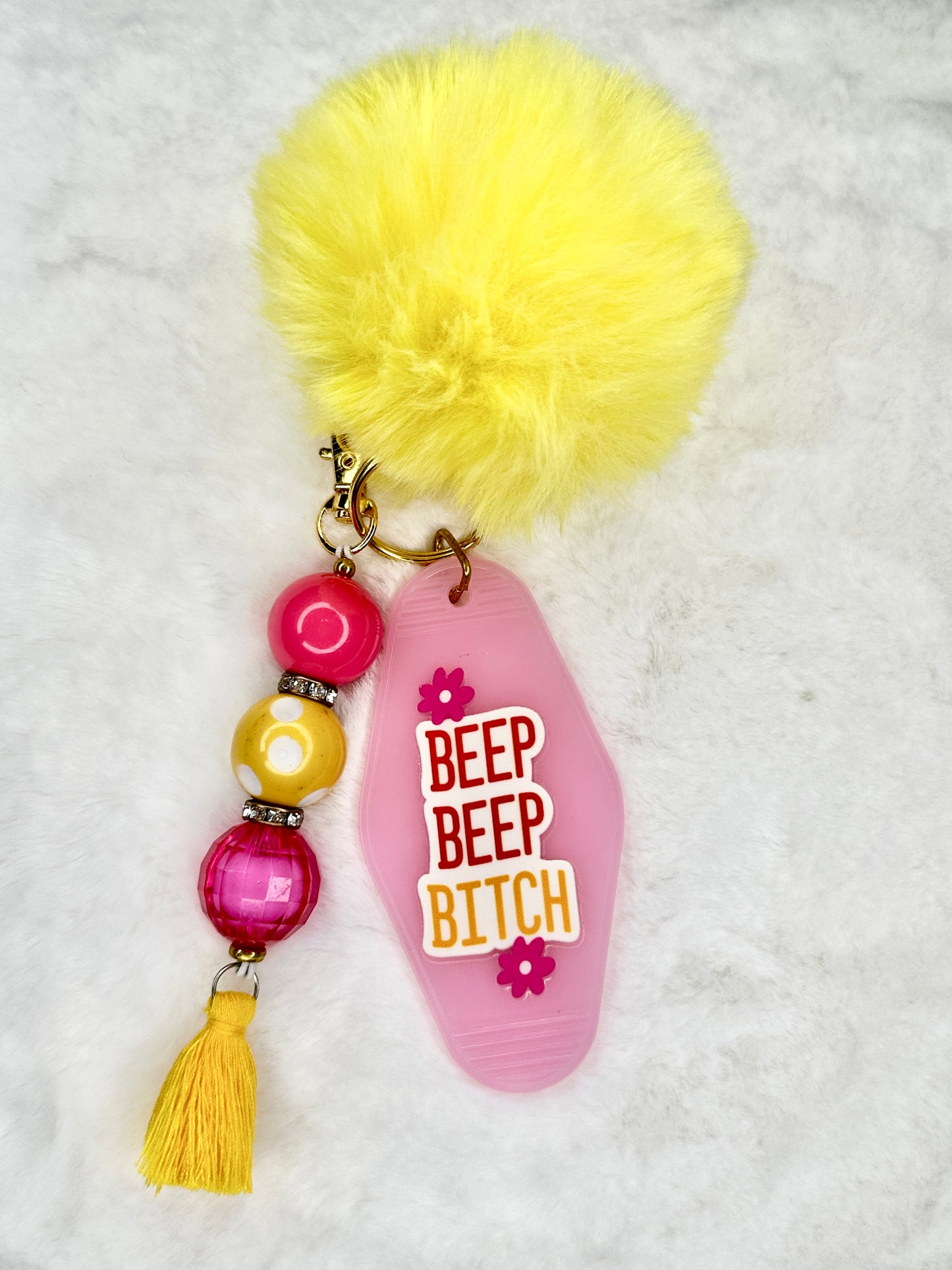 Beaded Motel Keychain Pom Pom