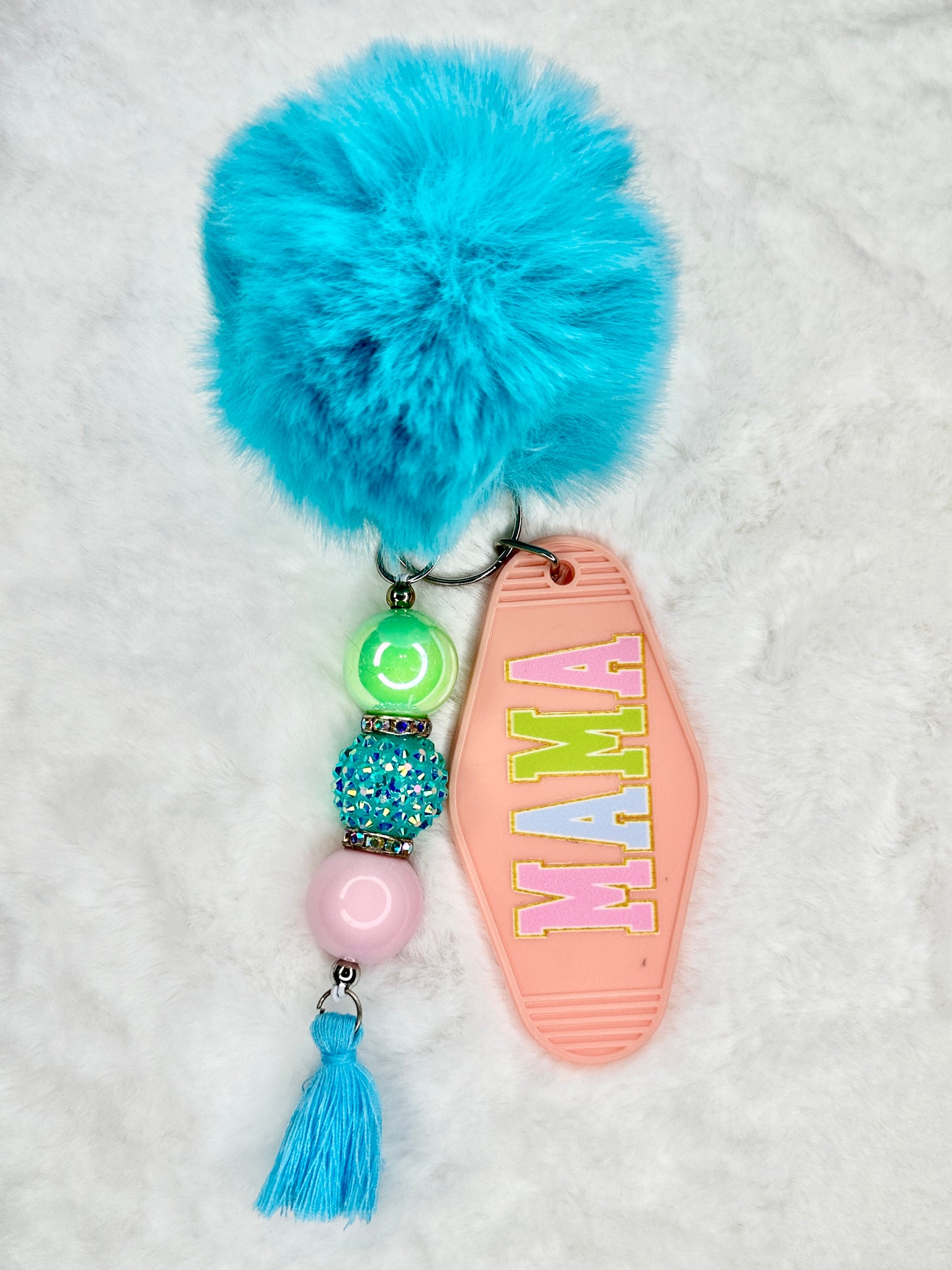 Beaded Motel Keychain Pom Pom