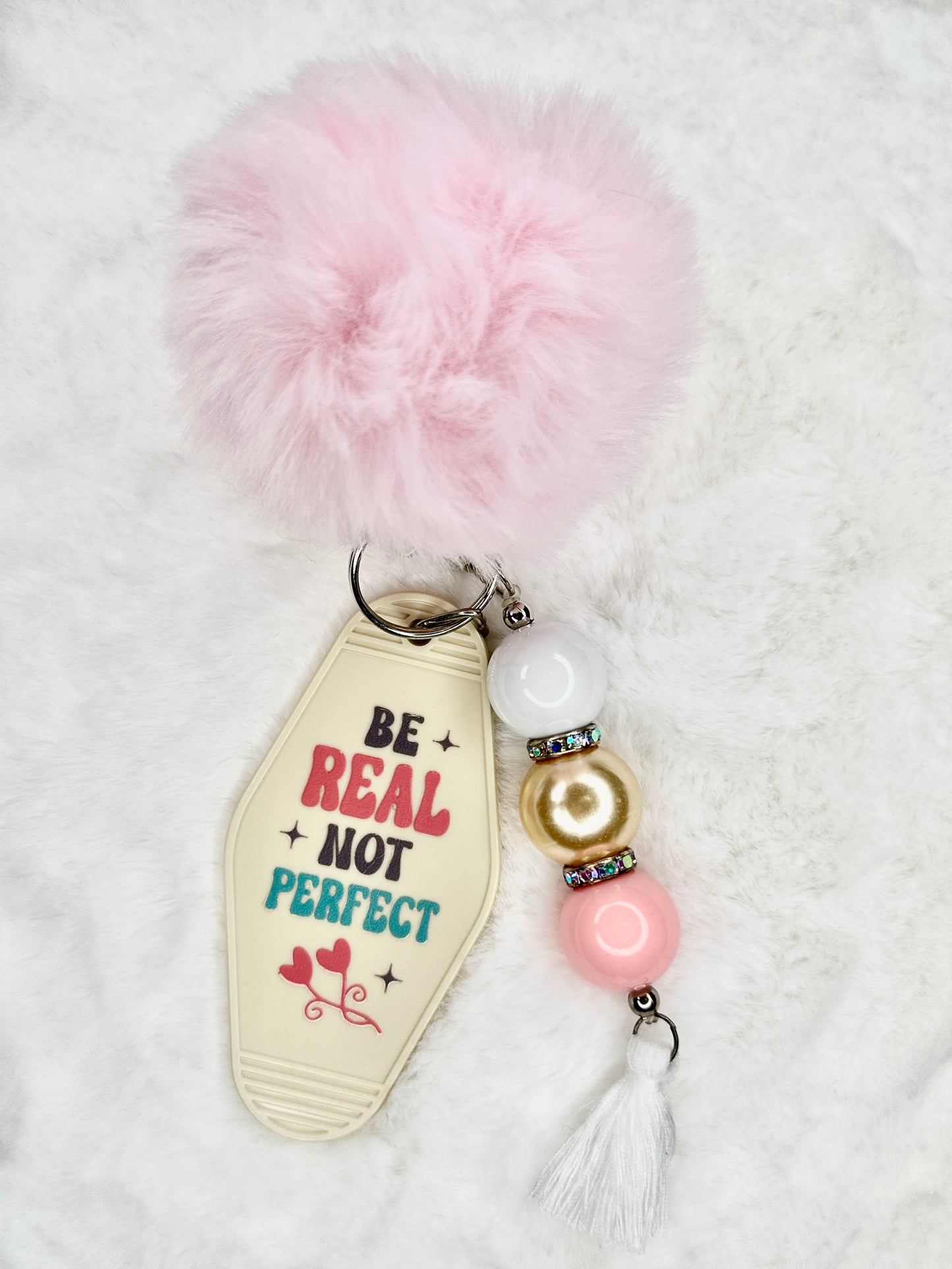 Beaded Motel Keychain Pom Pom