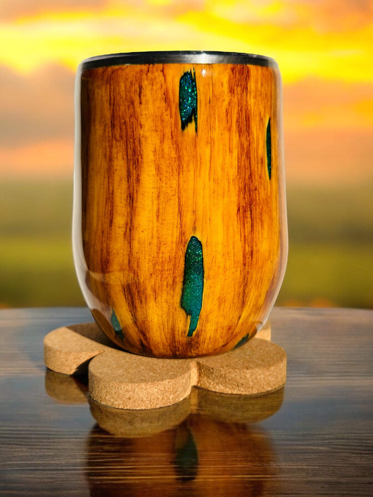 12oz Fishing Wood themed Wine Tumbler
