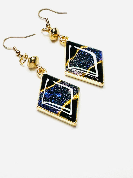 Earrings, Black Gold