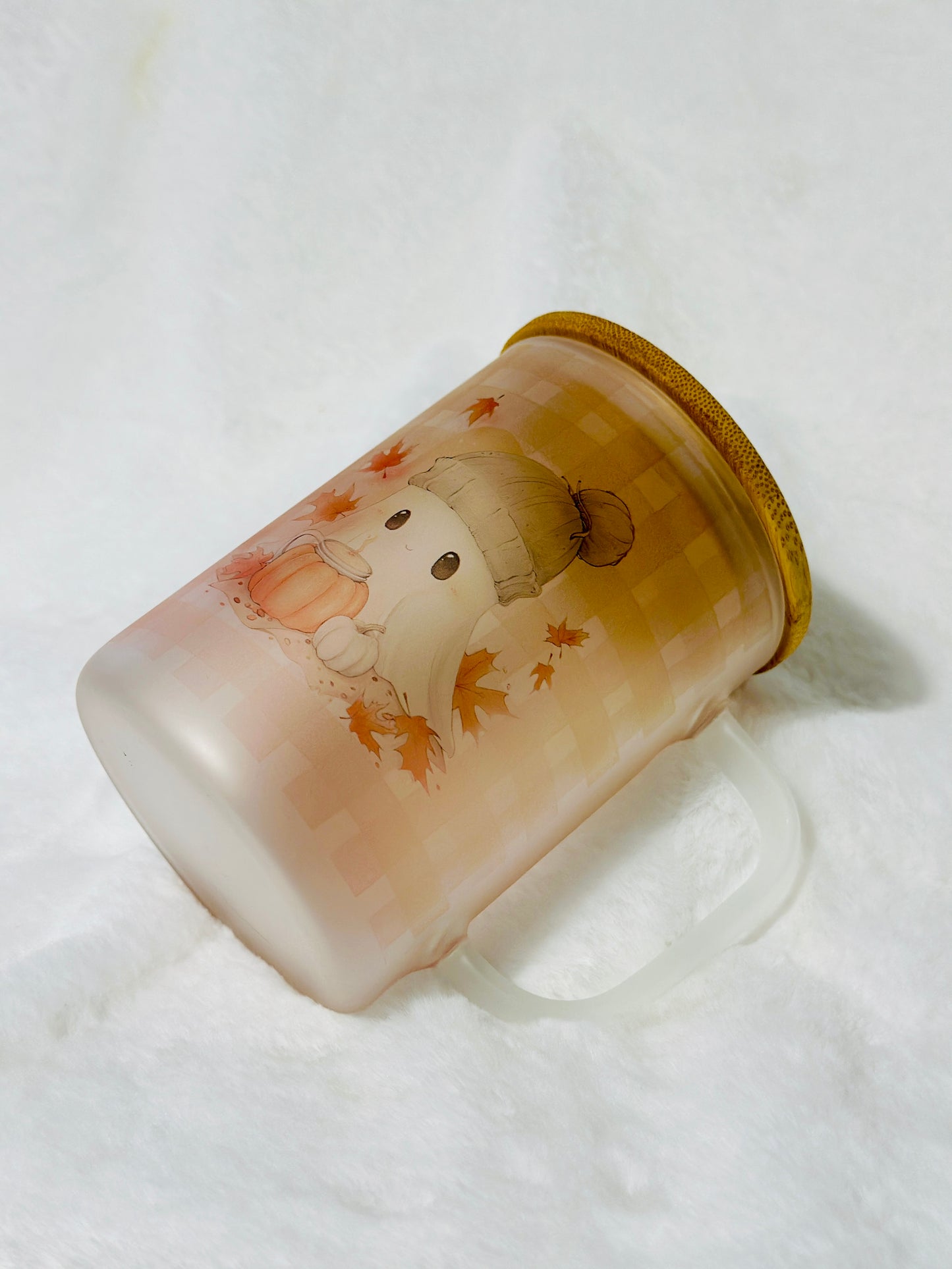 Fall Frosted Mugs with Bamboo Lids, 17oz