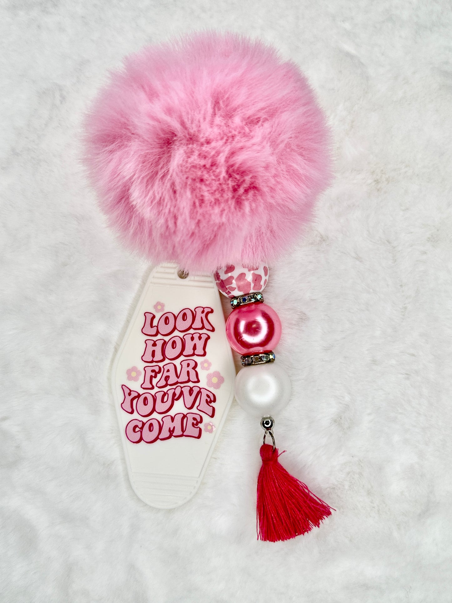 Beaded Motel Keychain Pom Pom
