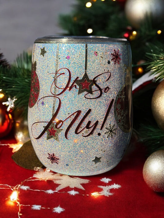 Oh So Jolly! Holiday Wine Tumbler, 12oz